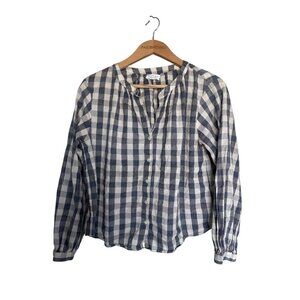 Velvet by Graham & Spencer Small Shireen Navy White Gingham Top Cottagecore